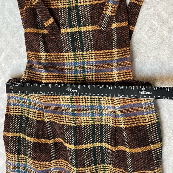 Cider Square Neck Preppy Countryside Tweed Plaid Jumpsuit Overall Wide Leg SZ M - Picture 12 of 16
